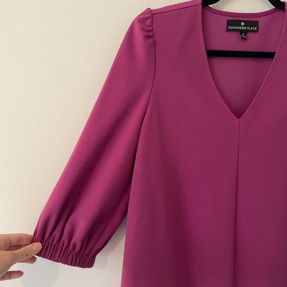 Tuckernuck Pomander Place Hollis Puff Sleeve V Neck Blouse Orchid Size S Career - Picture 6 of 11